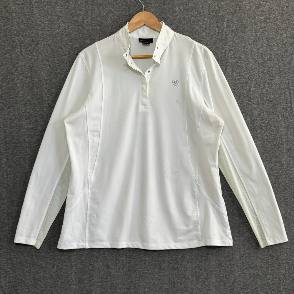 ARIAT White Show Shirt XXL Long Sleeve Equestrian Competition English Riding Top